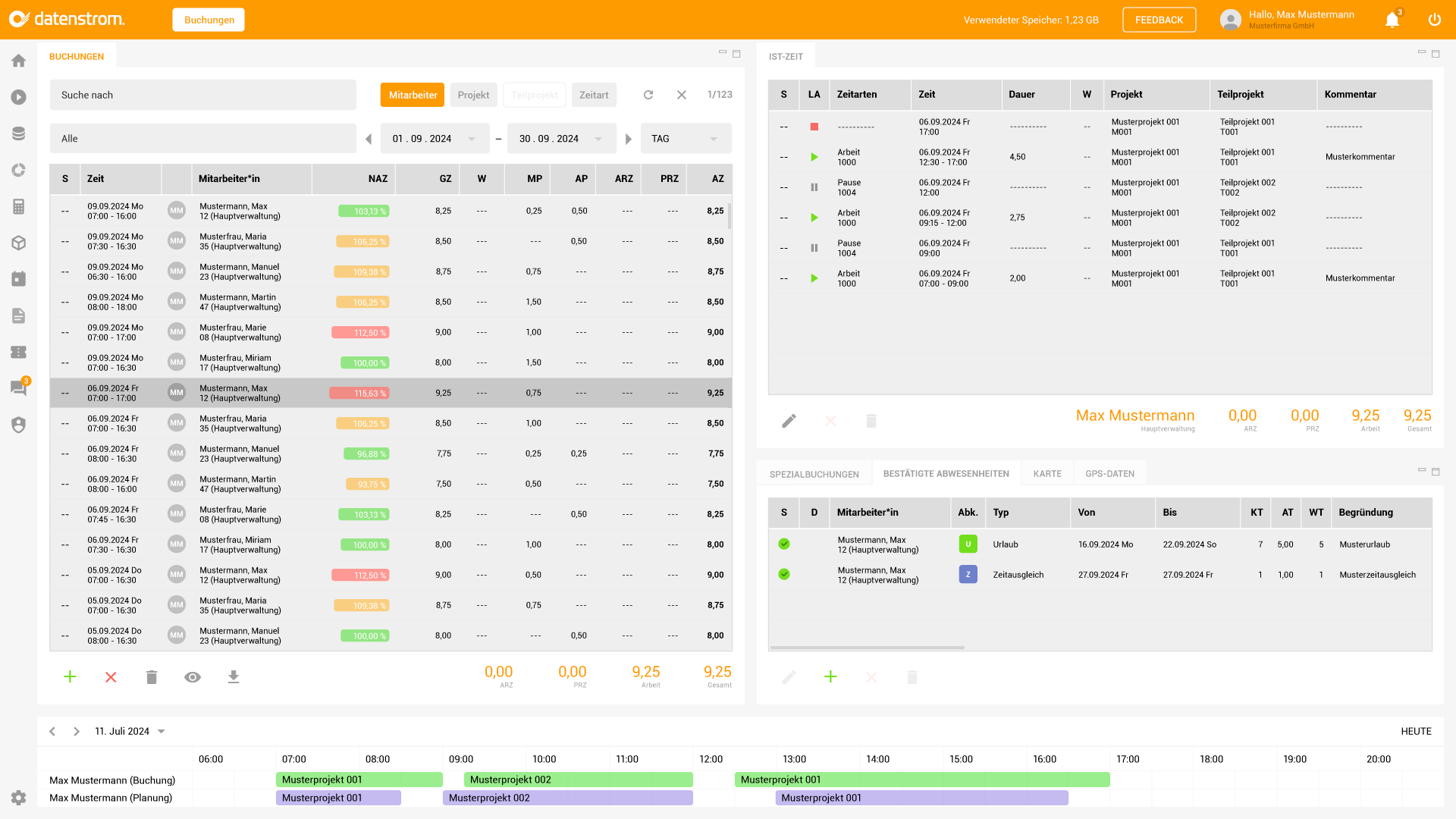 Arbeits- und Projektzeiterfassung im Web-Client